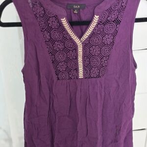 GAP Sleeveless Purple Crochet Blouse